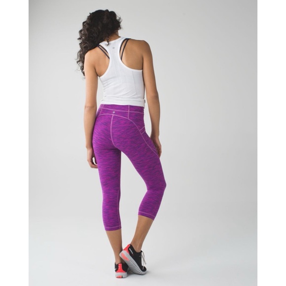 Lululemon Free Flow Crop Diamond Jacquard Space Dye Tender Violet 6 - Picture 3 of 8